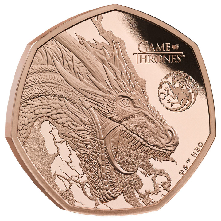 Gold Coin Game of Thrones - Fire 50p Gold 2026 Proof