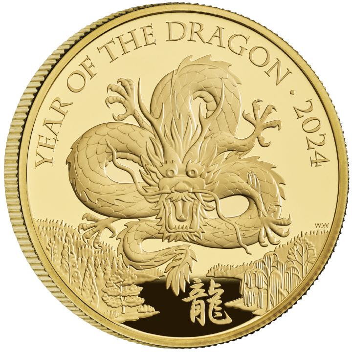 Royal Mint Lunar: Anno del Drago 1 oncia d'oro 2024 Proof