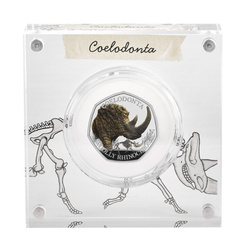 Ice Age Giants - Woolly Rhinoceros kolorowany 50p Srebro 2024 Proof