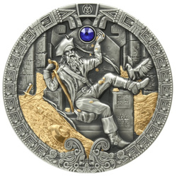 Niue: Missing Treasures - The Treasure of the Aztec $5 Silver 2021 Gilded High Relief Antiqued Coin