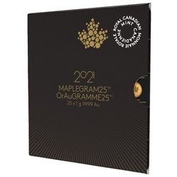 Foglia d'acero canadese 25 x 1 grammo d'oro 2021