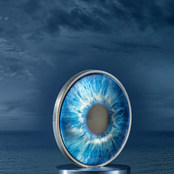 Palau: Coloreyezed – Ocean Blue coloured 1 oz Silver 2022 Proof