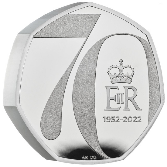 The Platinum Jubilee of Her Majesty The Queen Silber 50p 2022 Proof Piedfort Coin