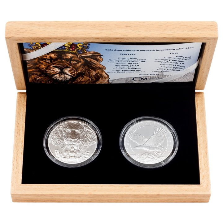 Zestaw 2 monet Niue: Czech Lion and Slovakia Eagle 2 x 1 uncja Srebra 2023