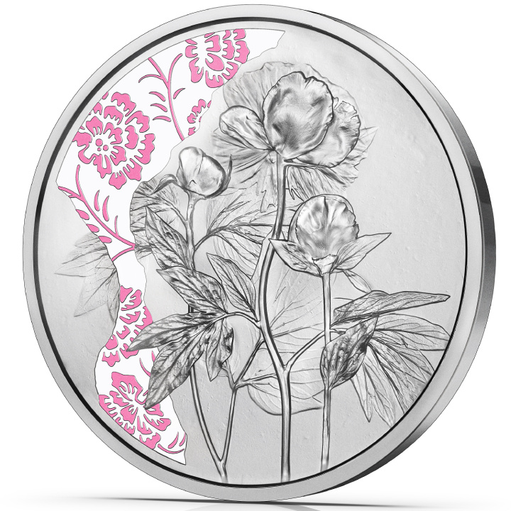 The Peony coloured 10 Euro Silver 2024 Proof Coin