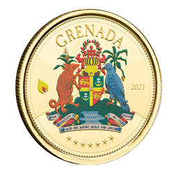 Grenada: Coat of Arms barevná 1 unce zlata 2021