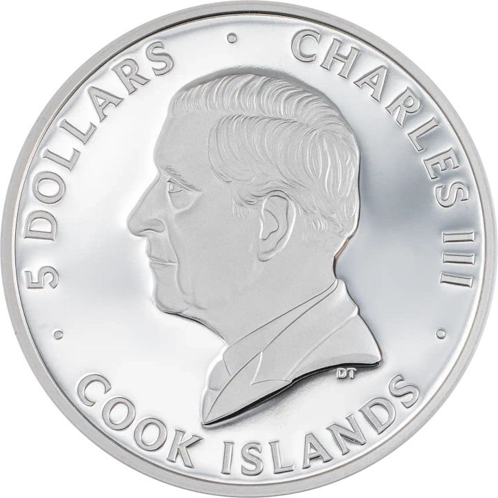 Cook Islands Line Art - Flamingo colorat 1 oz argint 2026 Proof