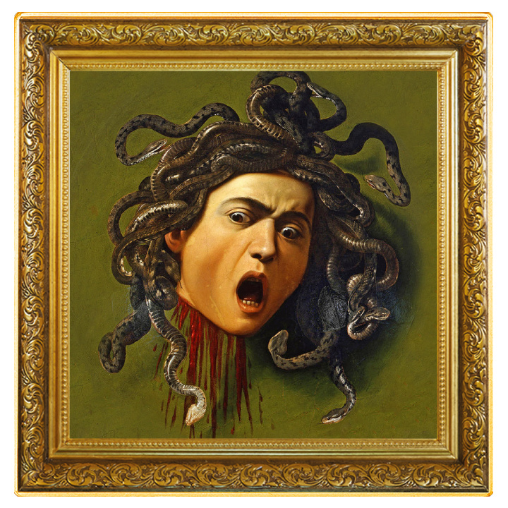 Niue: Caravaggio - Medusa coloured 1 oz Silver 2021 Gilded Proof Coin