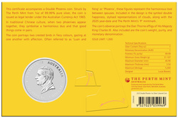  Chinese Myths and Legends: Double Phoenix Coloured (Red-Gold) 1 Ounce Silver 2025 (Coin in Card)