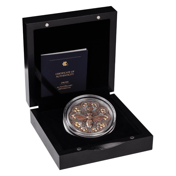 Niue: Steampunk - Metal Bee $5 pozłacany Srebro 2023 High Relief Antiqued Coin