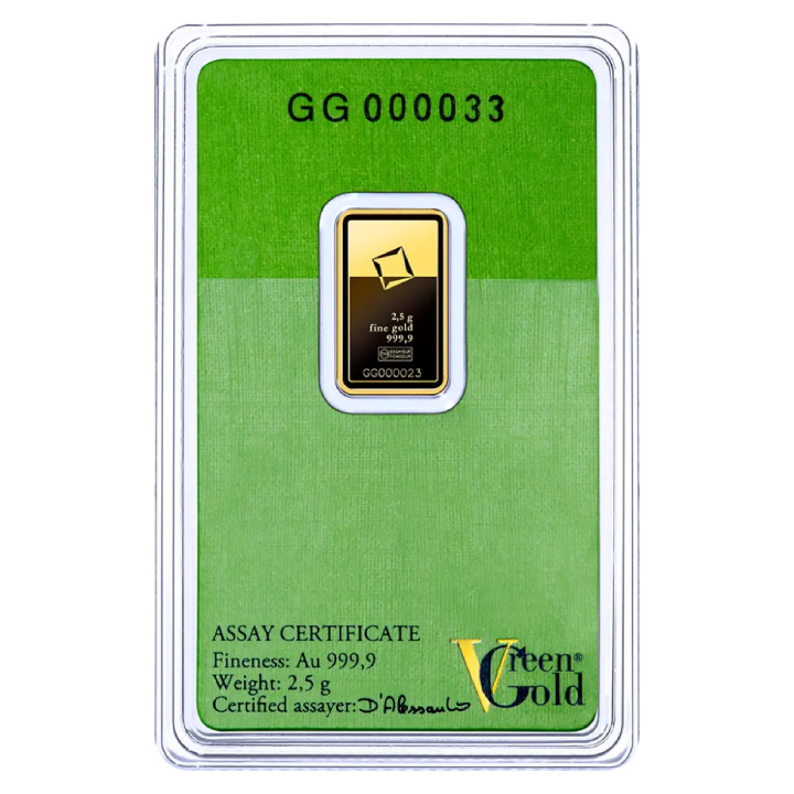 Sztabka Valcambi Green Gold 2,5 gramów Złota