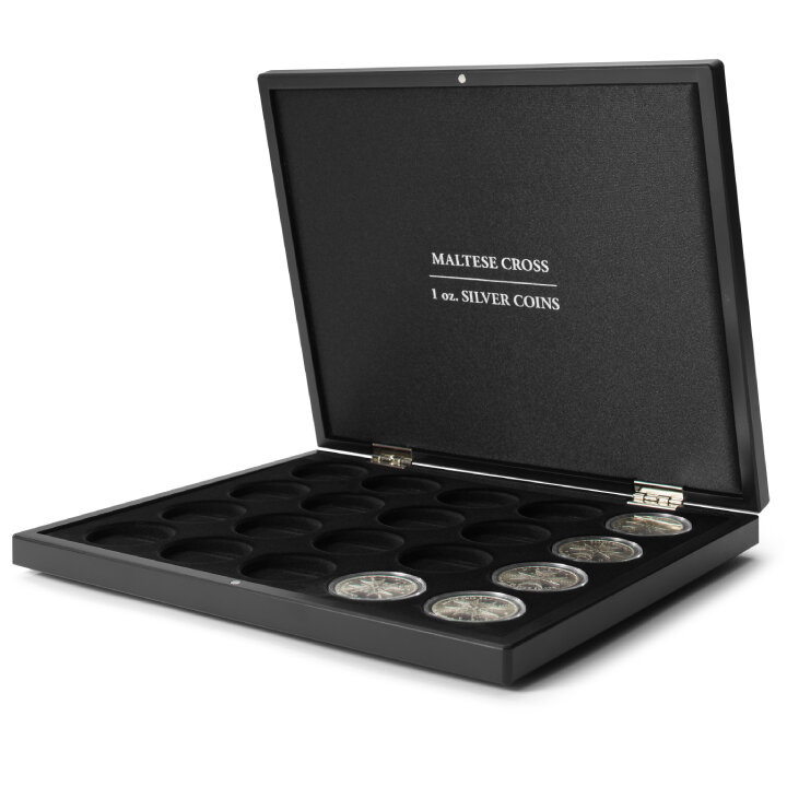 Leuchtturm Presentation mahogani cases Volterra Uno for 20 Maple Leaf 1 oz Silver coins in capsules 