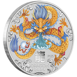 Perth Mint: Lunar III - Year of the Dragon coloured 1 oz Silber 2024 (coin in card)
