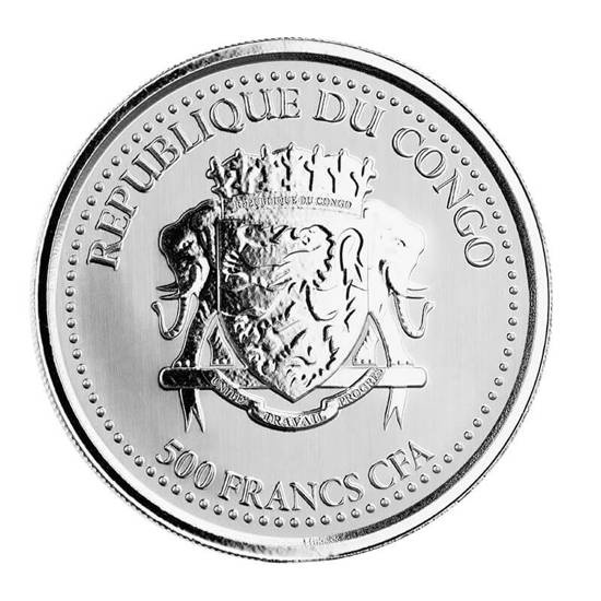 Congo: Gorila de espalda plateada 1 oz Plata 2021