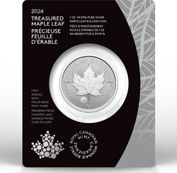 Canadian Maple Leaf Treasured 1 oz Plata 2024 Oso Polar Privy Mark (First Strikes)