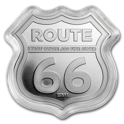Icons of Route 66 Shield - Texas Cadillac Ranch 1 once d'argent