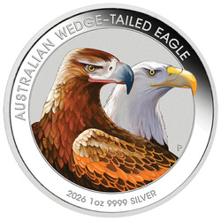 Monnaie en argent Australian Wedge-tailed Eagle colorisée 1 oz d’argent 2026 (en carte)