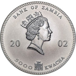 2002 Zambia 1 oz Silver Elephant