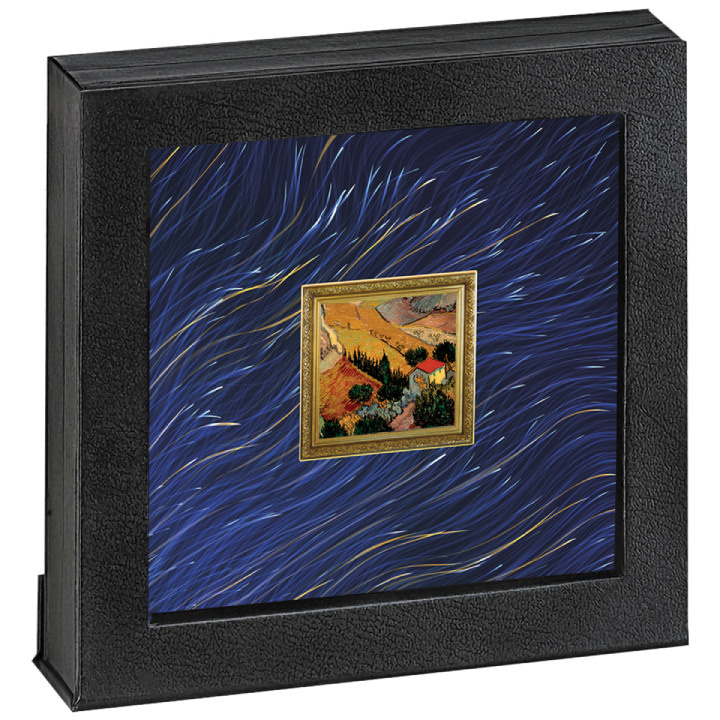 Niue: Vincent van Gogh - Valley with Ploughman Seen from Above coloured 1 oz Silver 2023 Gilded Proof Coin