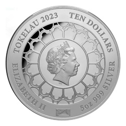 Tokelau: The Coronation of Queen Elizabeth II pozłacany 5 uncji Srebra 2023 Proof