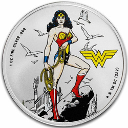Samoa: DC Comics - Wonder Woman coloured 1 oz Silber 2024 Coin Slab