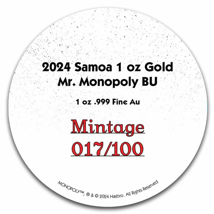 Samoa: Monopoly 1 oncia d'oro 2024