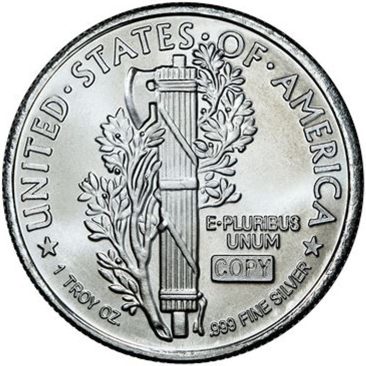 Classic Design: Mercury Dime 1 oncia d'argento Round
