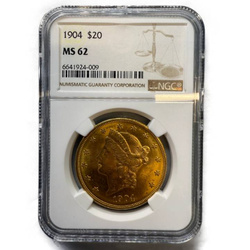 Liberty Head Double Eagle arany 20 dollár 1904 NGC MS62