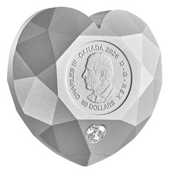 Canada: Heart Diamond $50 Srebro 2025 Shaped Matte Proof Coin