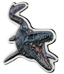 Niue: Jurassic World - Mosasaurus coloured 2 oz Silver 2022 Antiqued Coin 