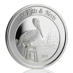 St. Kitts & Nevis: Brown Pelican 1 uncja Srebra 2019