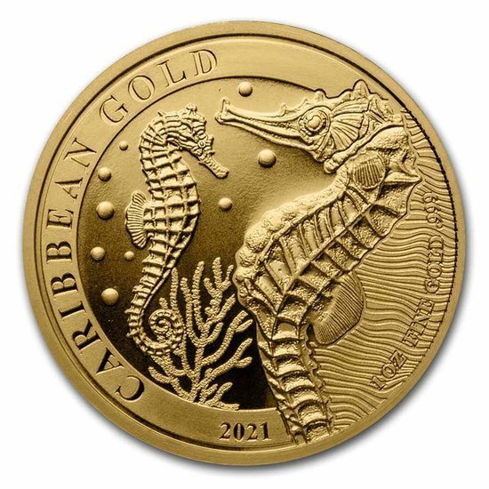 Barbados: Cavalluccio marino 1 oncia d'oro 2021