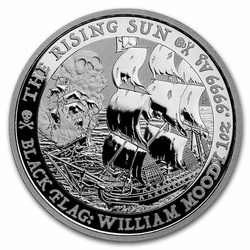 Tuvalu: Bandera Negra - El Sol Naciente 1 oz Plata 2022