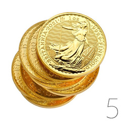 Britannia 1 oz Oro 2021 PAQUETE DE 5 PAQUETES