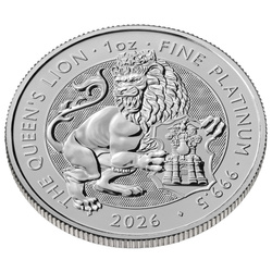 The Royal Tudor Beasts: Queen's Lion 1 oncia di platino 2026
