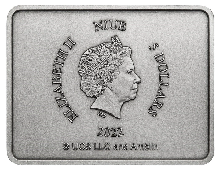 Niue: Jurassic World Dominion - Raptor Country coloreado 2 oz Plata 2022 Signo en forma de moneda