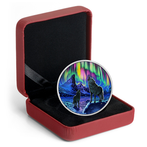 Canada: Northern Lights in the Moonlight 2 uncje Srebra 2016 Glow-in-the-Dark Proof