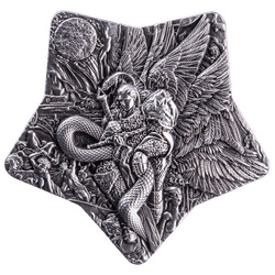 Lucifer 2 uncje Srebra 2023 Stackable High Relief Antiqued