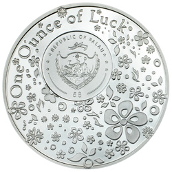 Palau: Four-leaf Clovers - Ounce of Luck kolorowany 1 uncja Srebra 2025 Proof