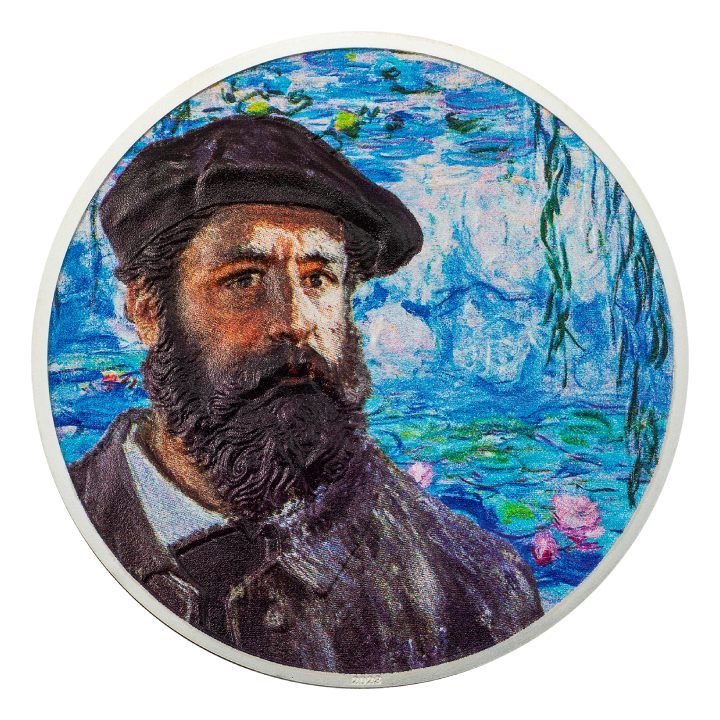 Cookovy ostrovy: Mistři umění – Claude Monet barevná 2 unce stříbra 2023 Proof Ultra High Relief