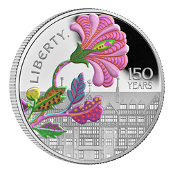 A 150-a aniversare a emisiunii Liberty colorată £5 argint 2025 Proof