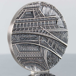 Ciad Tina’s View - Turnul Eiffel din Paris 100 grame Argint 2022 High Relief Antiqued Coin