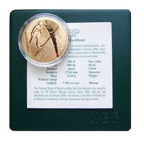 XX Zimowe Igrzyska Olimpijskie w Turynie 13,95 gramów Złota 2006 Proof