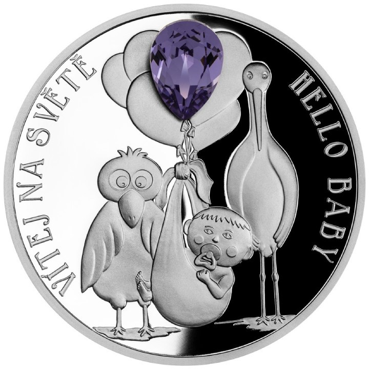 Niue: Moneda de Cristal - Hello Baby $2 Srebro 2023 Proof