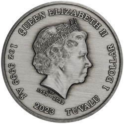 Tuvalu: James Bond - Casino Royale "Casino Chip" kolorowany 1 uncja Srebra 2023 Antiqued Coin