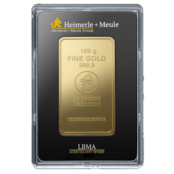 Lingote de oro 100 g Heimerle + Meule