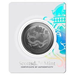 Samoa: Year of the Dragon 1 oz Silver 2024 Black Rhodium (coin in the card)