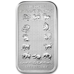 Сребърно кюлче Lunar Year of the Goat 5 унции сребро 2027 Prooflike