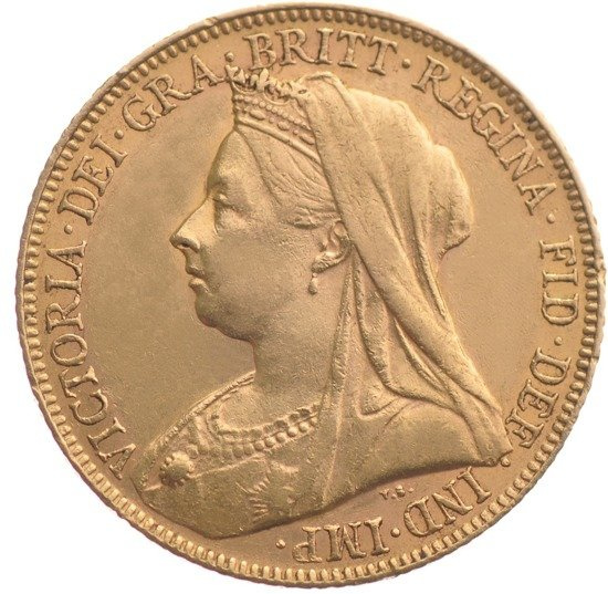Soberano de Oro - Reina Victoria con velo 1893-1901