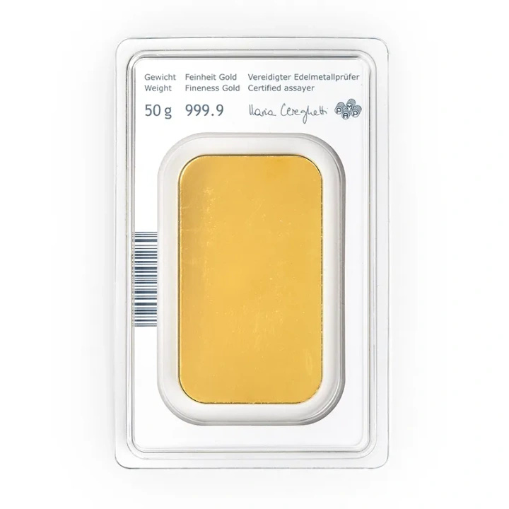 Złota sztabka 50g złota Austrian Mint